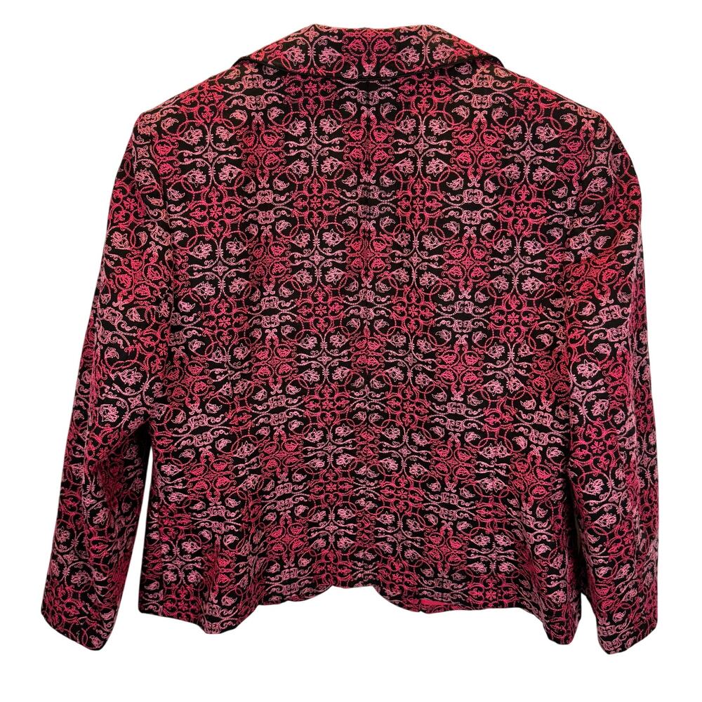 Talbots Women’s 14 Embroidered Blazer Pink Cotton Shell Suit Jacket Classic Work - Picture 5 of 9
